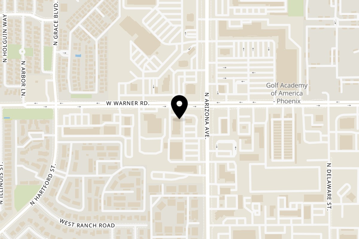 Map showing the location of Mambo's Dominican Kitchen on 1950 N Arizona Ave #8 in Chandler
